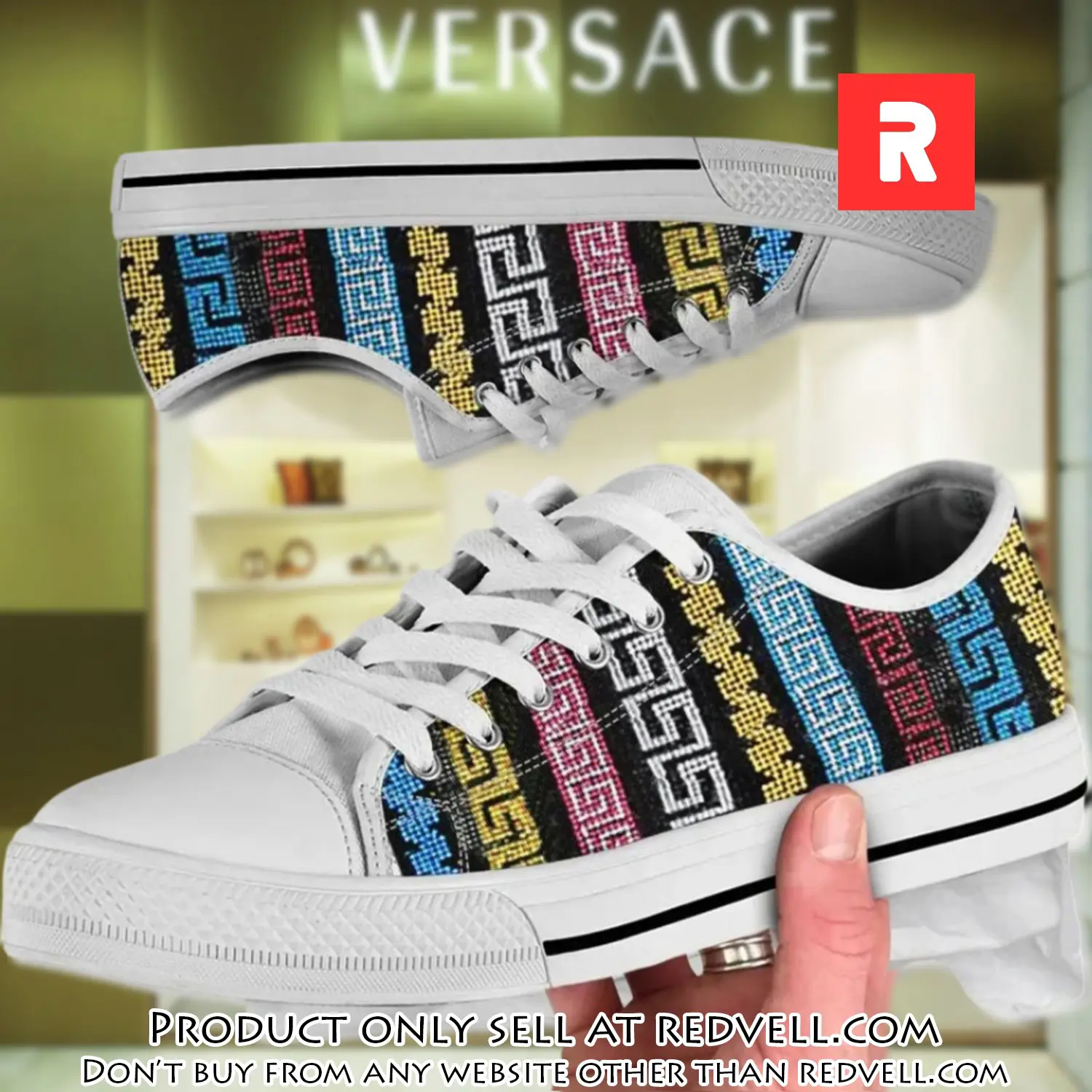 Versace multicolor low top canvas shoes luxury brand gifts for men women rv4508893